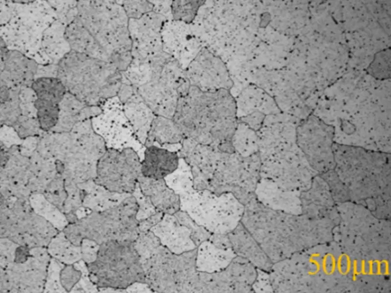 Macro view of 6061-T6 aluminum grain flow for high yield strength forged wheels