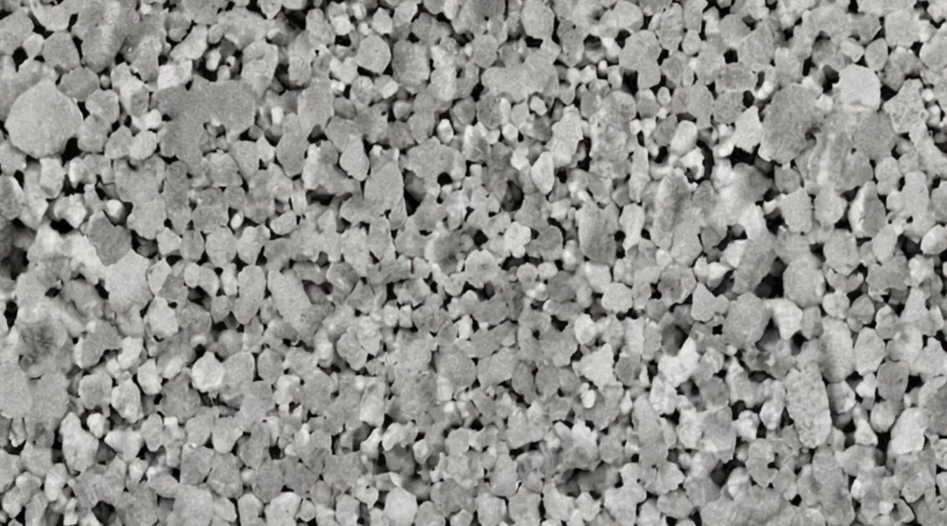 A macro photograph of the porous, granular micro-structure of poured cast aluminum, showing the metallurgical reasons for reduced load-bearing capacity and potential fracture risk in standard wheels.