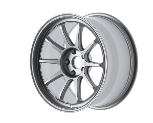 Silver alloy RRT Deca wheel on a white background